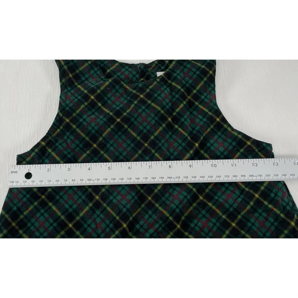 Girls Vintage Christmas Plaid Corduroy Jumper Dress | Gymboree Rainbow Tag M 3/4